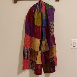 Silk Patchwork kantha Scarf nwot